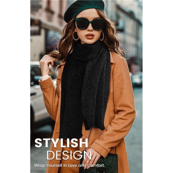 Winter Scarf for Women Soft Chenille Warm Thick Scarf Cold Weather Accessories - Picture 2 of 8